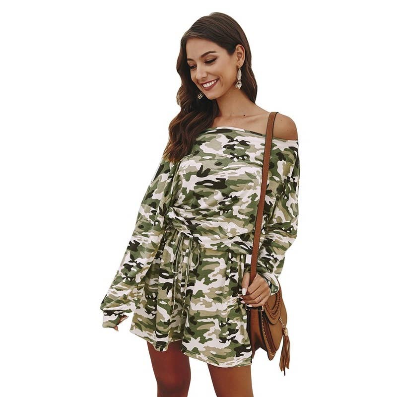 Off Shoulder Drawstring Rompers - MVTFASHION.COM