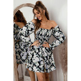 Off Shoulder Fuffle Floral Dress - MVTFASHION.COM