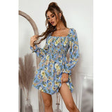 Off Shoulder Fuffle Floral Dress - MVTFASHION.COM