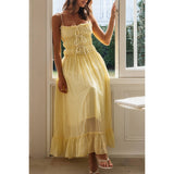 Off Shoulder Knot Pleated Ruffle Hem Dress - MVTFASHION.COM