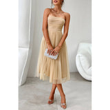 Off Shoulder Ruched Back Knot Zipper Pleated Dress - MVTFASHION.COM