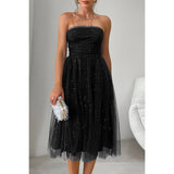 Off Shoulder Ruched Back Knot Zipper Pleated Dress - MVTFASHION.COM