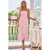 Off Shoulder Sleeveless Ruched Hollow Out Dress - MVTFASHION.COM