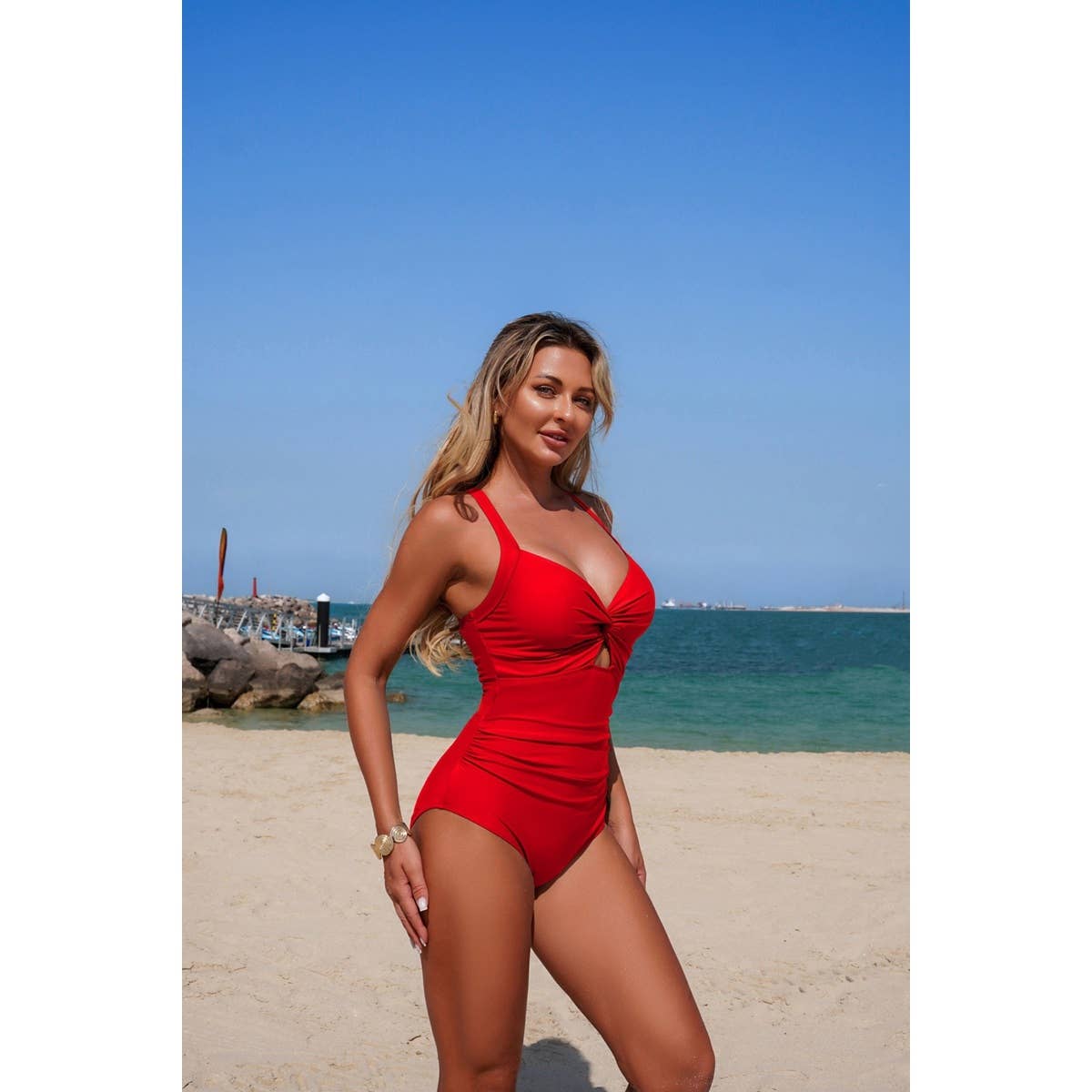 One Piece High Waisted Cut Out Wrap Swimsuit - MVTFASHION.COM