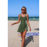 One piece Patchwork Tie up Stretch Swimsuit - MVTFASHION.COM