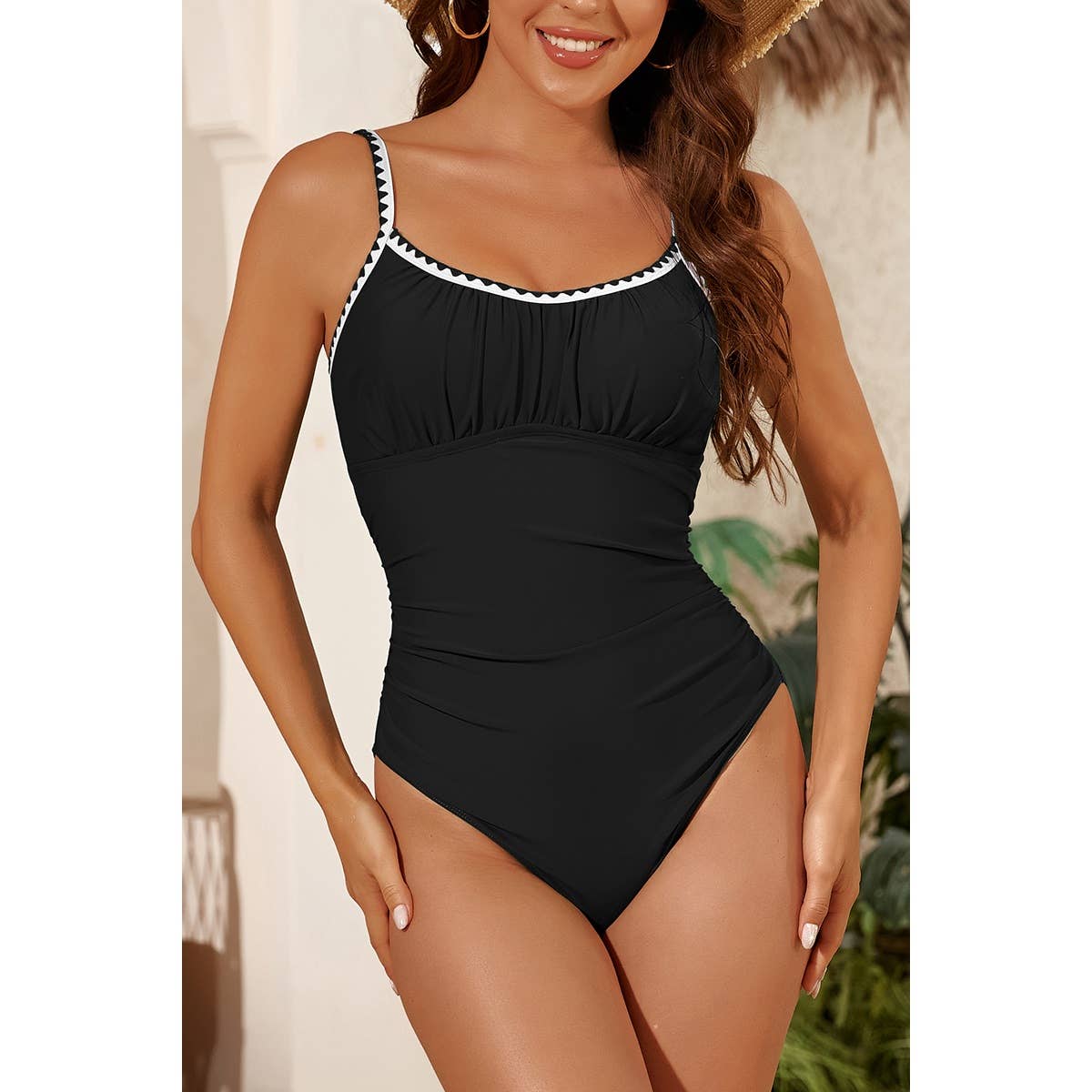 One Piece Ruched Bodycon High Cut Swimsuit - MVTFASHION.COM