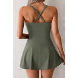 One Piece Ruched Crossover Sleeveless Swimsuit - MVTFASHION.COM