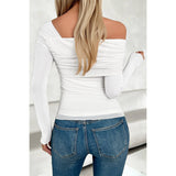 One Shoulder Elastic Wrap Lace Fit Top - MVTFASHION.COM