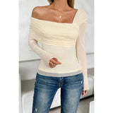 One Shoulder Elastic Wrap Lace Fit Top - MVTFASHION.COM