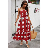 One Shoulder Print Belt Sleeveless Ruffle Dress - MVTFASHION.COM