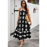 One Shoulder Print Belt Sleeveless Ruffle Dress - MVTFASHION.COM