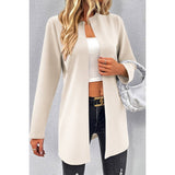 Open Front Long Sleeves Long Body Solid Cardigan - MVTFASHION.COM