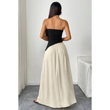 Patchwork Strapless Tube Fit Full Dress - MVTFASHION.COM