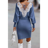 Plain Soild Cross Deep V Short Dress - MVTFASHION.COM