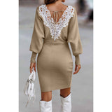 Plain Soild Cross Deep V Short Dress - MVTFASHION.COM