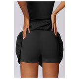 Pleated Solid Wide Waistband Sports Pocket Skirt - MVTFASHION.COM