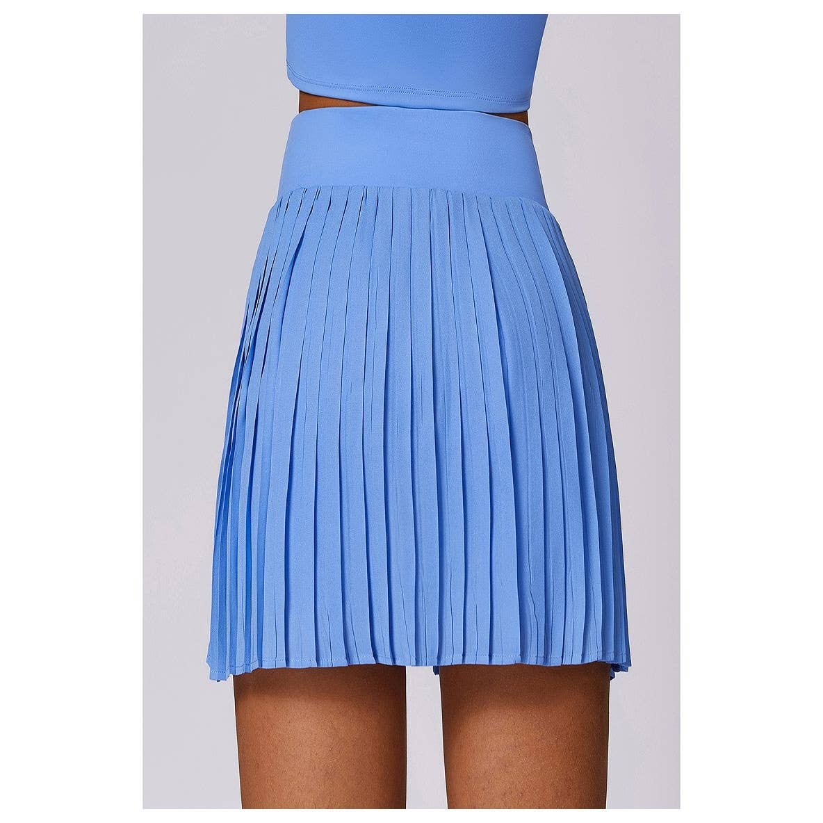 Pleated Solid Wide Waistband Sports Pocket Skirt - MVTFASHION.COM