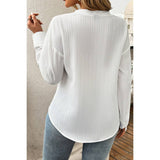 Pleated V Neck Pockets Button Drop Shoulder Blouse - MVTFASHION.COM