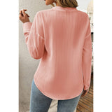 Pleated V Neck Pockets Button Drop Shoulder Blouse - MVTFASHION.COM