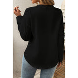 Pleated V Neck Pockets Button Drop Shoulder Blouse - MVTFASHION.COM