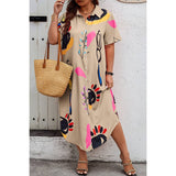 Plus Allover Print Button Up Loose Fit Dress - MVTFASHION.COM