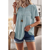 Plus Dot Cut Out Lace Trim Loose Fit Top - MVTFASHION.COM