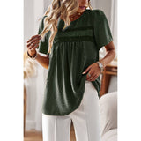 Plus Dot Cut Out Lace Trim Loose Fit Top - MVTFASHION.COM