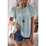 Plus Dot Cut Out Lace Trim Loose Fit Top - MVTFASHION.COM