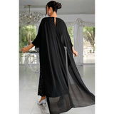 Plus Elegant Sequin Satin Knit Party Long Dress - MVTFASHION.COM