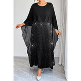 Plus Elegant Sequin Satin Knit Party Long Dress - MVTFASHION.COM