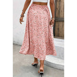 Plus Floral Print Drawstring Waist Fit Skirt - MVTFASHION.COM