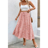 Plus Floral Print Drawstring Waist Fit Skirt - MVTFASHION.COM