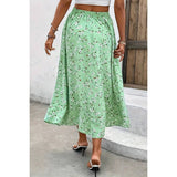 Plus Floral Print Drawstring Waist Fit Skirt - MVTFASHION.COM