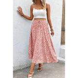 Plus Floral Print Drawstring Waist Fit Skirt - MVTFASHION.COM