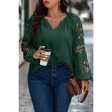 Plus Floral Print V Cut Loose Fit Ruched Blouse - MVTFASHION.COM