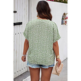 Plus Floral Print V Neck Short Sleeve Loose Blouse - MVTFASHION.COM