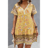 Plus Floral V Neck Lace Trim Ruffle Hem Dress - MVTFASHION.COM