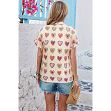 Plus Heart Print Button Down Batwing Sleeve Blouse - MVTFASHION.COM