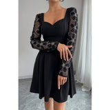 Plus Size Elegant Lace Panels Sequins Dress - MVTFASHION.COM