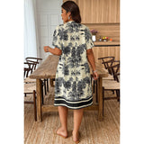 Plus Size Floral Print V Neck Fit Midi Dress - MVTFASHION.COM