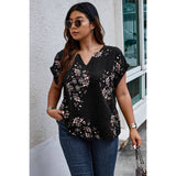 Plus Size Floral Print V Neck Loose Blouse - MVTFASHION.COM