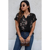 Plus Size Floral Print V Neck Loose Blouse - MVTFASHION.COM