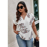 Plus Size Floral Print V Neck Loose Blouse - MVTFASHION.COM