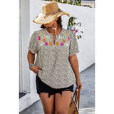 Plus Size Floral Print V Neck Loose Fit Top - MVTFASHION.COM