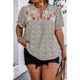 Plus Size Floral Print V Neck Loose Fit Top - MVTFASHION.COM