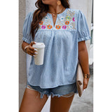 Plus Size Floral Print V Neck Loose Fit Top - MVTFASHION.COM