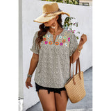 Plus Size Floral Print V Neck Loose Fit Top - MVTFASHION.COM