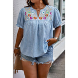 Plus Size Floral Print V Neck Loose Fit Top - MVTFASHION.COM