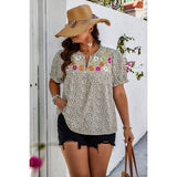 Plus Size Floral Print V Neck Loose Fit Top - MVTFASHION.COM