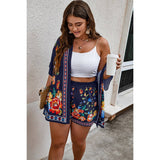 Plus Size Florl Print Loose Fit Elastic Short Sets - MVTFASHION.COM